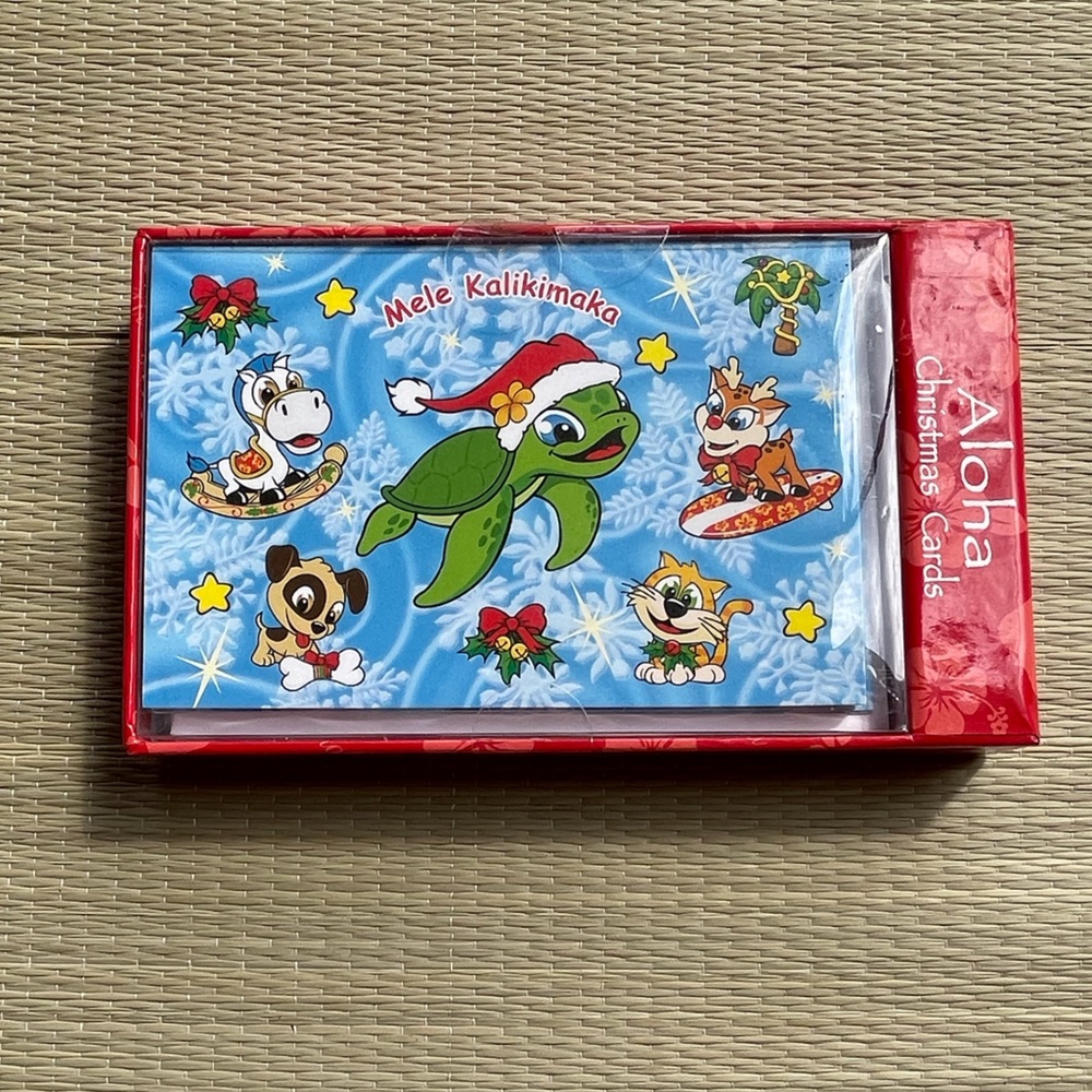 Honu Turtle Mele Kalikimaka Aloha Hawaiian Christmas cards